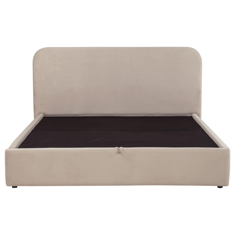 Anders Upholstered Eastern King Storage Lift Platform Bed Beige - 306037BEIKE