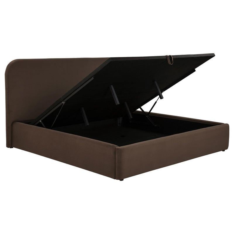 Anders Upholstered Eastern King Storage Lift Platform Bed Chocolate - 306037CHKE