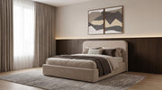 Anders Upholstered Full Storage Lift Platform Bed Beige - 306037BEIF
