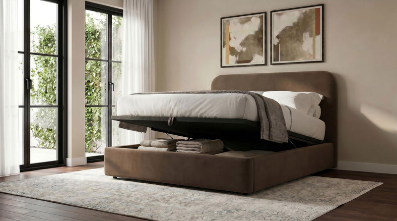 Anders Upholstered Full Storage Lift Platform Bed Chocolate - 306037CHF