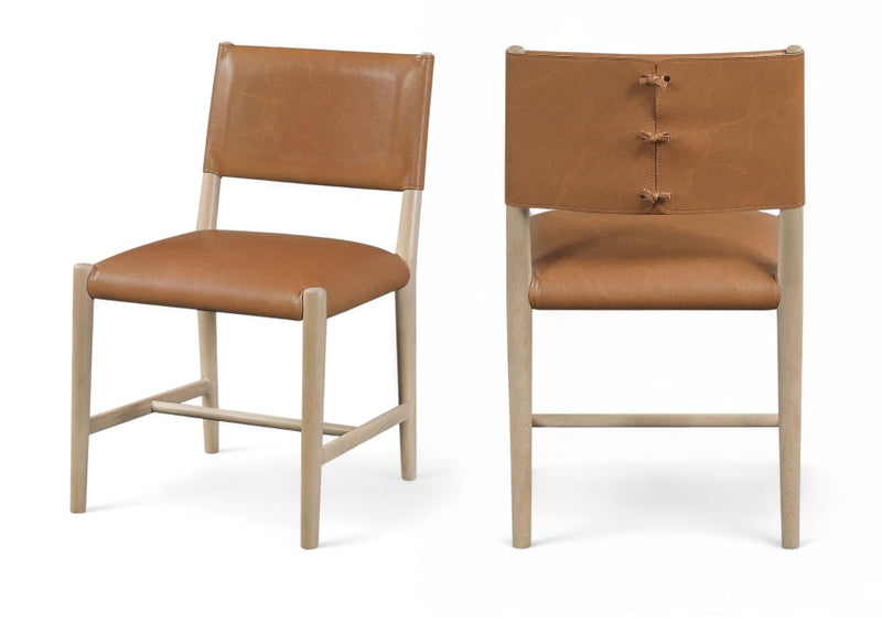 Andie Vegan Leather Upholstered Dining Chair in Cognac, Set of 2 - 88074Cognac-C