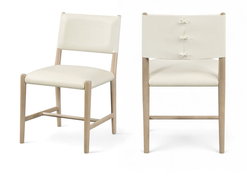 Andie Vegan Leather Upholstered Dining Chair in Cream, Set of 2 - 88074Cream-C