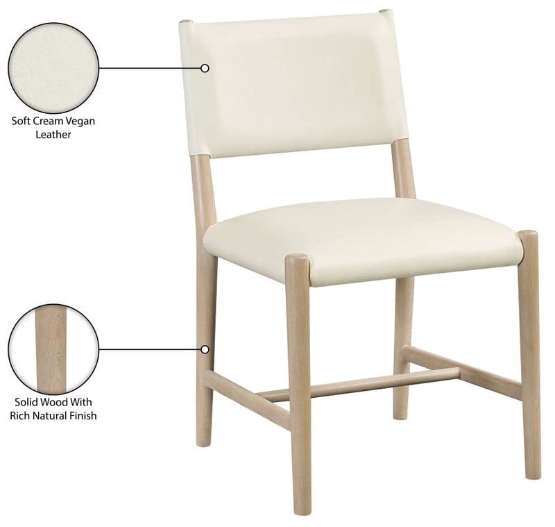 Andie Vegan Leather Upholstered Dining Chair in Cream, Set of 2 - 88074Cream-C