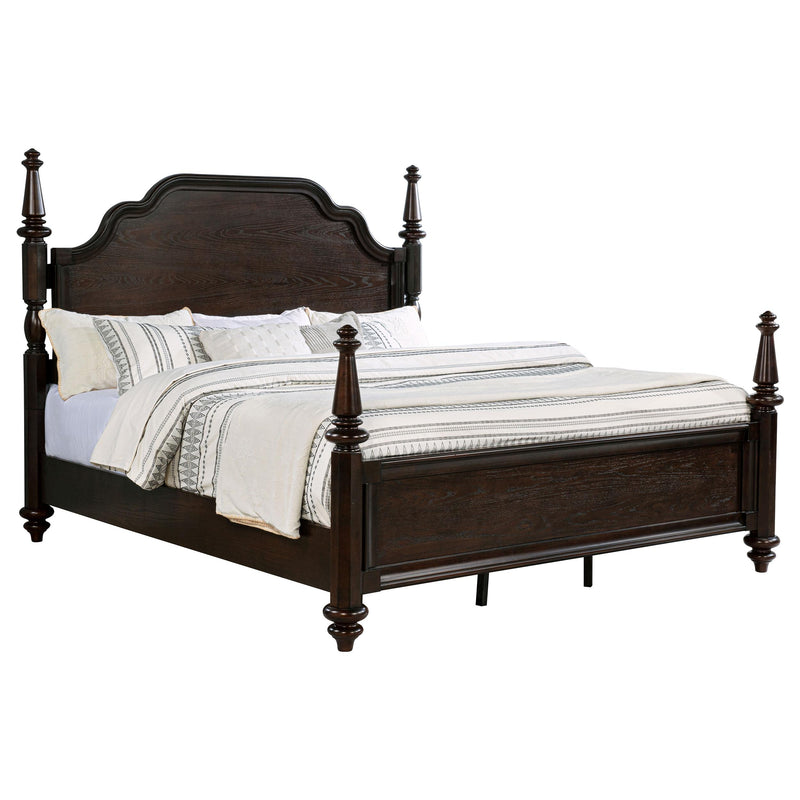 Andover 63-inch Four Poster Eastern King Bed Dark Oak - 223631KE