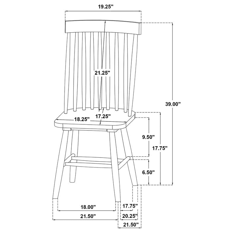 Andrews Windsor Spindle Back Dining Side Chair Black (Set of 2) - 122502BLK