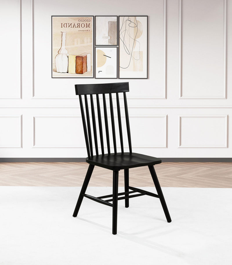 Andrews Windsor Spindle Back Dining Side Chair Black (Set of 2) - 122502BLK