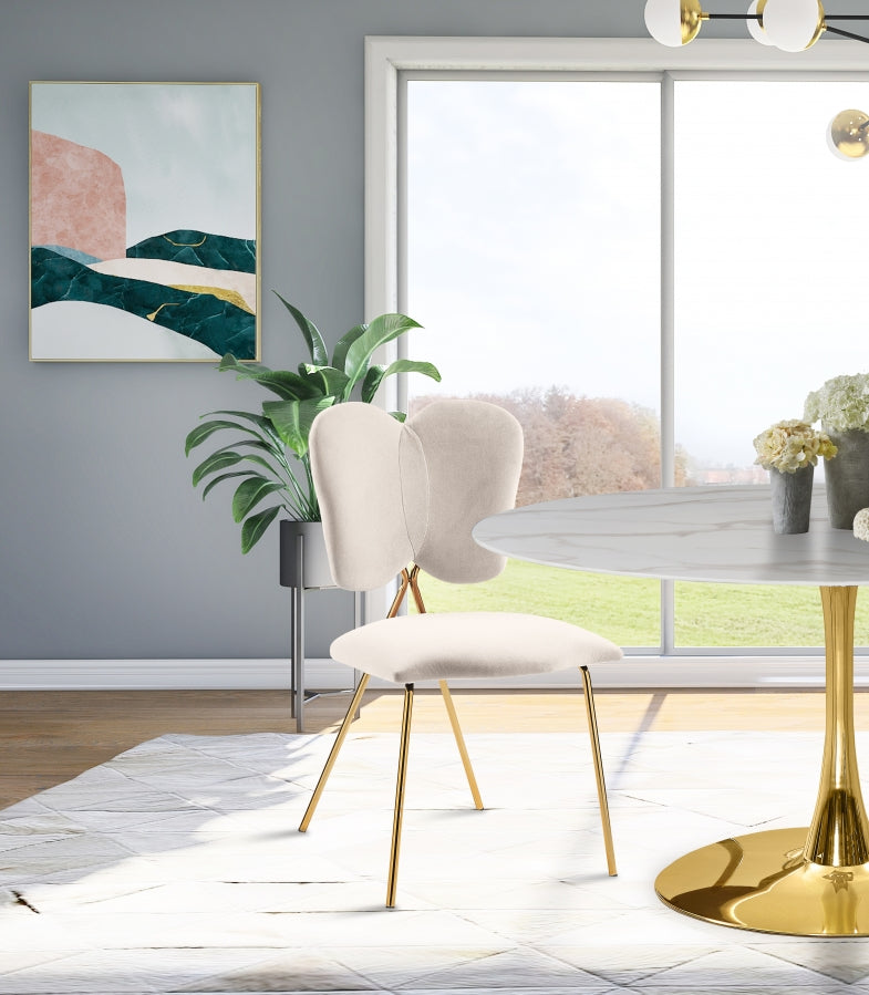 Angel Velvet Upholstered Dining Chair in Cream, Set of 2 - 780Cream-C