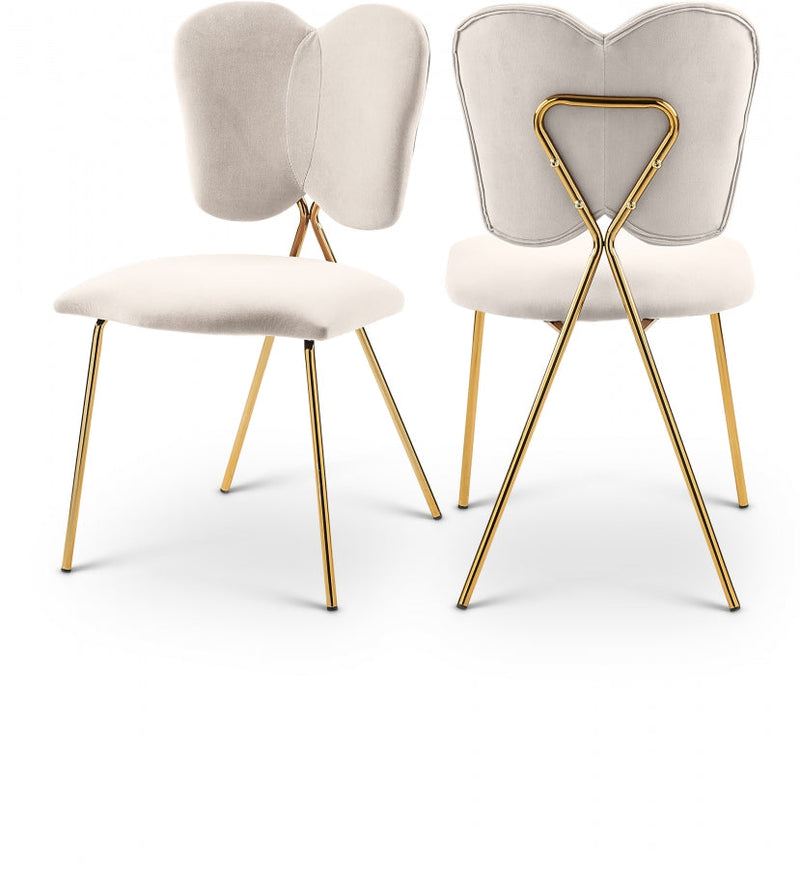 Angel Velvet Upholstered Dining Chair in Cream, Set of 2 - 780Cream-C