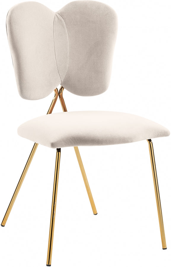 Angel Velvet Upholstered Dining Chair in Cream, Set of 2 - 780Cream-C