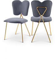 Angel Velvet Upholstered Dining Chair in Grey, Set of 2 - 780Grey-C