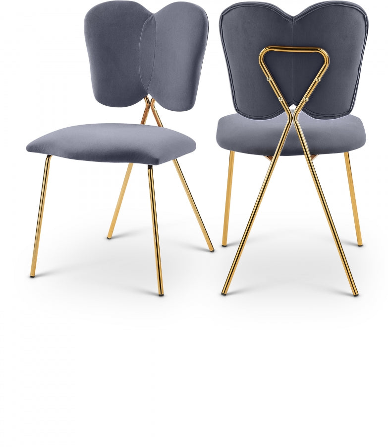 Angel Velvet Upholstered Dining Chair in Grey, Set of 2 - 780Grey-C