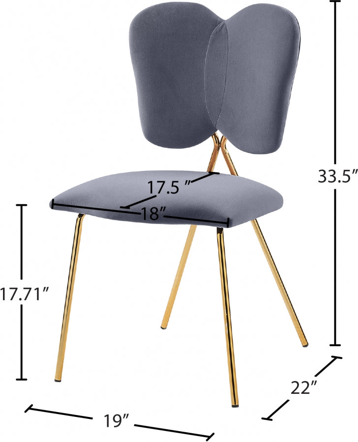 Angel Velvet Upholstered Dining Chair in Grey, Set of 2 - 780Grey-C