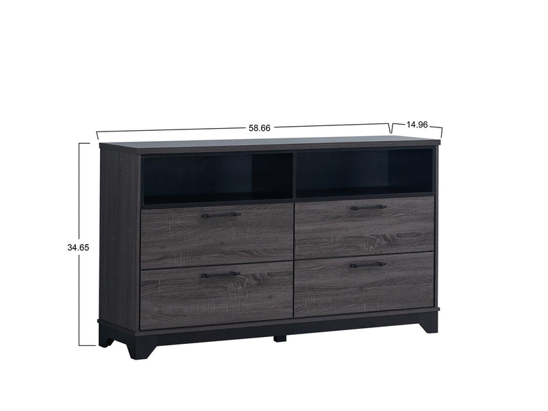 Angelina - Gray 4 Drawers Dresser - B374-D