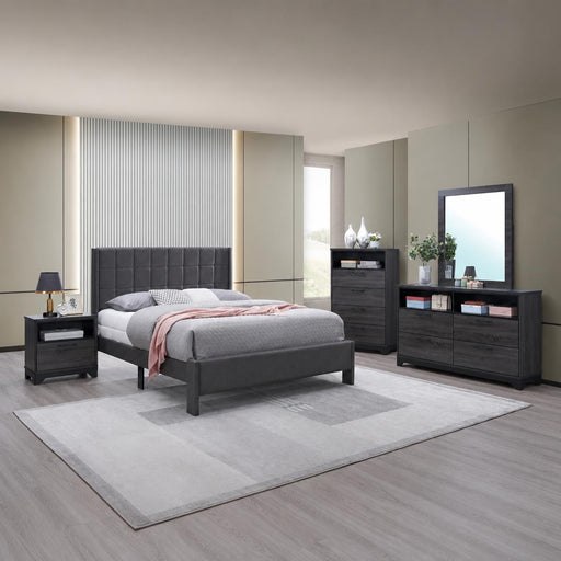 Angelina - Gray Twin Bed, Dresser, Mirror, Nightstand - B374-TDMN