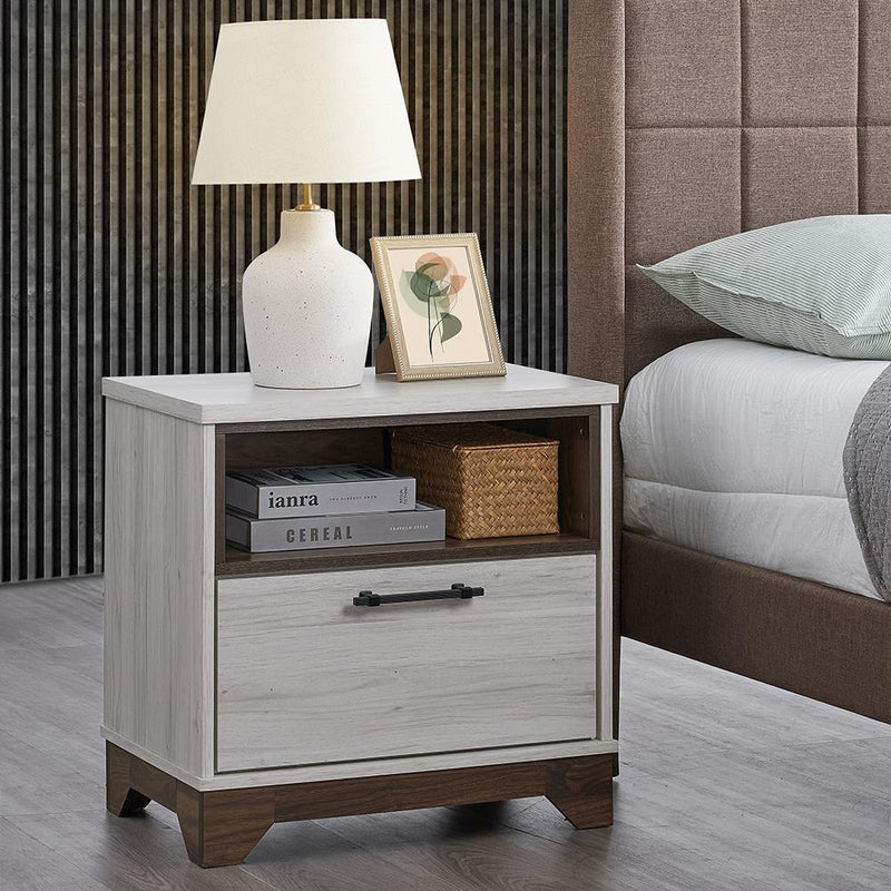 Angelina - White 2 Drawers Nightstand - B375-N
