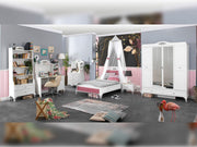 Angle Kids Room Set (Twin Bed & Bunkbed & 2 Bookcases &  Study Desk &  Nightstand & Chiffonier With Mirror) - 145-ANG-SET