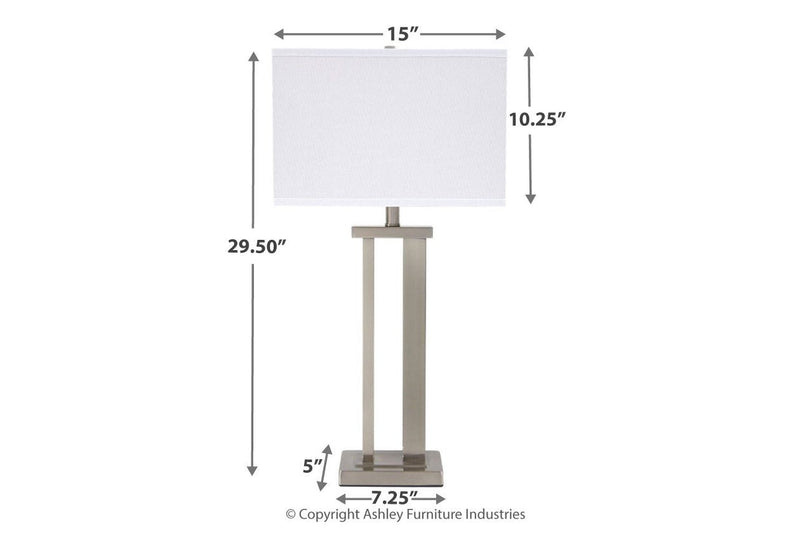 Aniela Silver Finish Table Lamp (Set of 2) - Gate FurnitureTable Lamp Pair