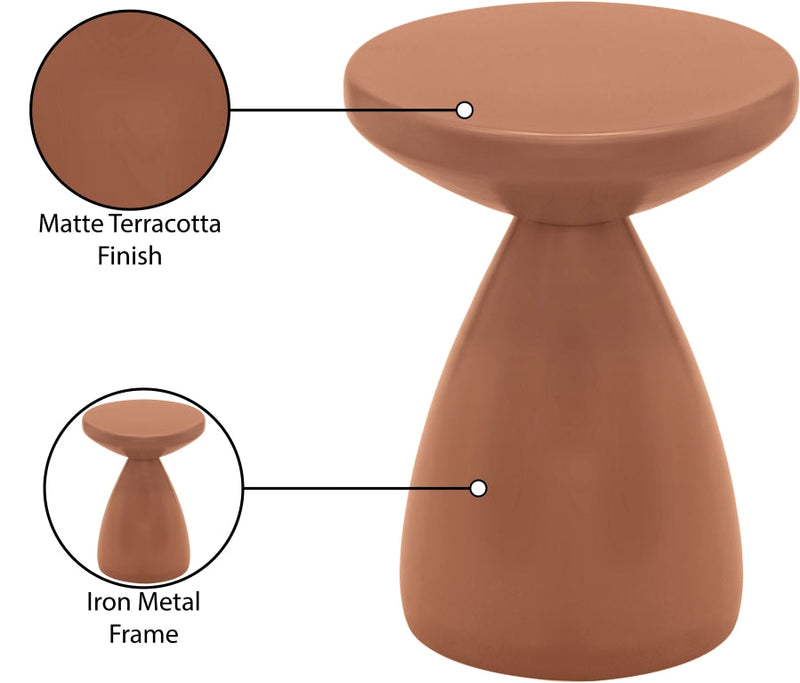 Anika Iron End Table in Terracotta - 99026Terracotta-ET