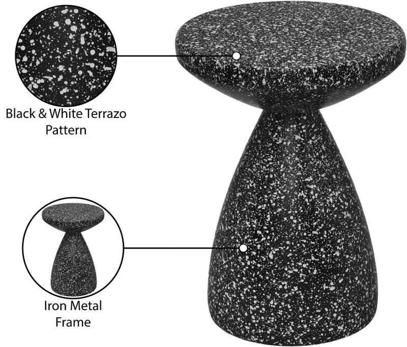 Anika Terrazzo Pattern Iron Terrazo End Table in Black - 99027Black-ET