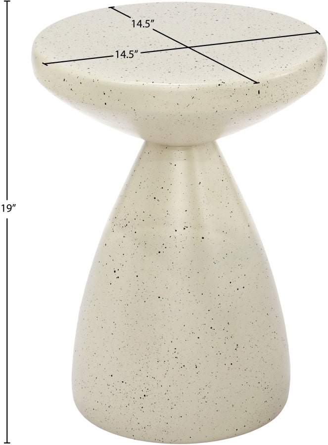 Anika Terrazzo Pattern Iron Terrazo End Table in Cream - 99027Cream-ET