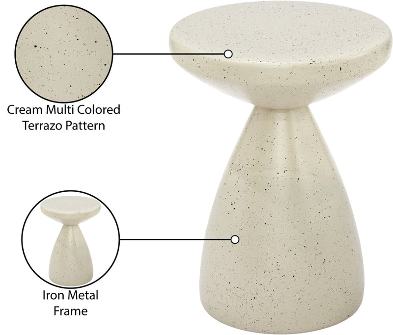 Anika Terrazzo Pattern Iron Terrazo End Table in Cream - 99027Cream-ET