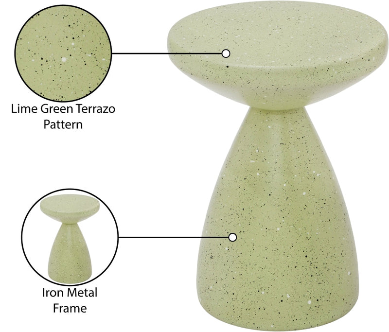 Anika Terrazzo Pattern Iron Terrazo End Table in Green - 99027Green-ET