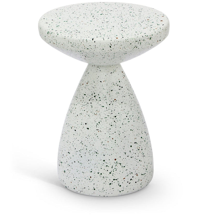Anika Terrazzo Pattern Iron Terrazo End Table in White - 99027White-ET