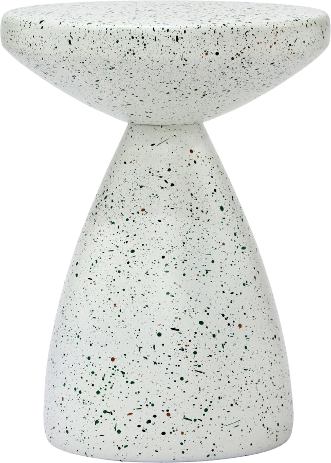 Anika Terrazzo Pattern Iron Terrazo End Table in White - 99027White-ET