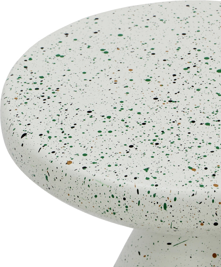 Anika Terrazzo Pattern Iron Terrazo End Table in White - 99027White-ET