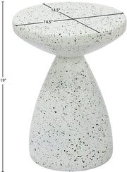Anika Terrazzo Pattern Iron Terrazo End Table in White - 99027White-ET