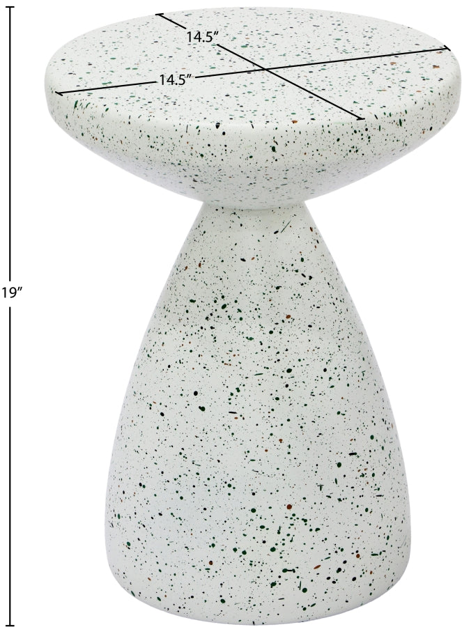 Anika Terrazzo Pattern Iron Terrazo End Table in White - 99027White-ET