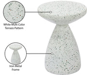 Anika Terrazzo Pattern Iron Terrazo End Table in White - 99027White-ET
