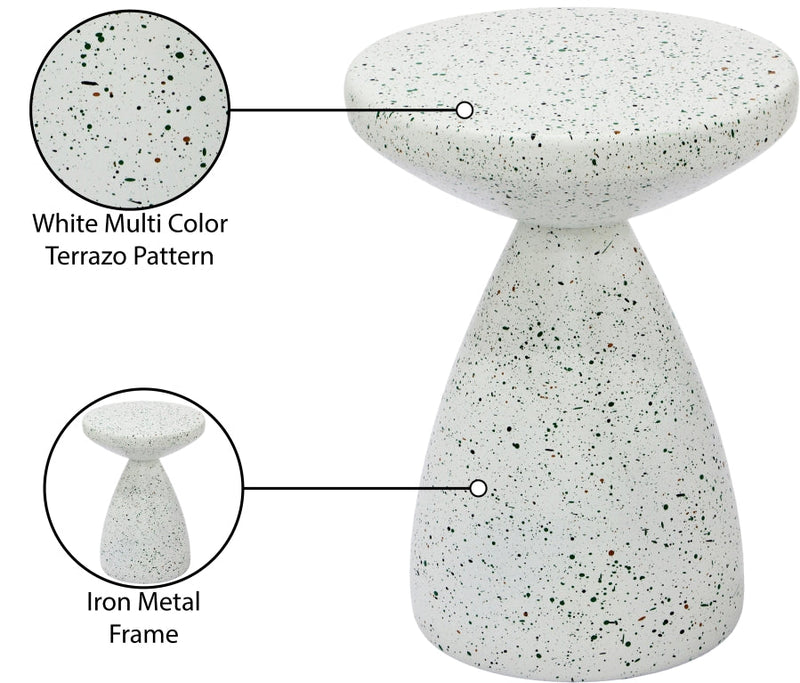 Anika Terrazzo Pattern Iron Terrazo End Table in White - 99027White-ET