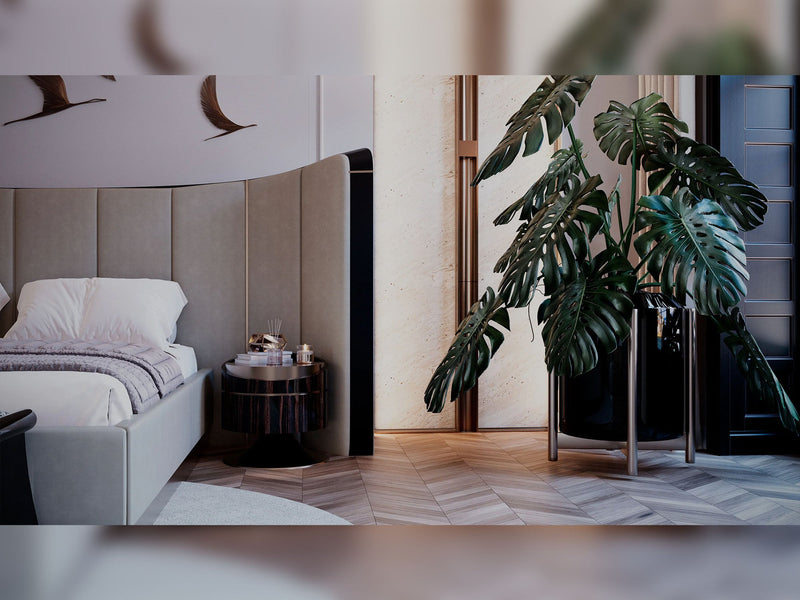 Anka Bedroom (Queen Frame With Headboard & Dresser With Mirror & Ottoman & 2 Nightstand & Bench) - 200-GAB-ANK-QB-SET