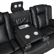Annabella - Black Power Recliner Sofa with Power Headrest, DDT, Cup Holder Wireless Charger, Power Source, Tube LED, Storage Armrest, Reading Light, Zero Gravity - L690-S