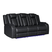 Annabella - Black Power Recliner Sofa with Power Headrest, DDT, Cup Holder Wireless Charger, Power Source, Tube LED, Storage Armrest, Reading Light, Zero Gravity - L690-S