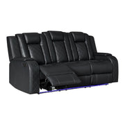 Annabella - Black Power Recliner Sofa with Power Headrest, DDT, Cup Holder Wireless Charger, Power Source, Tube LED, Storage Armrest, Reading Light, Zero Gravity - L690-S