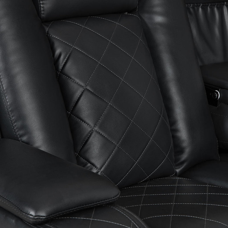 Annabella - Black Power Reclining with with Power Headrest, DDT, Storage Console, Bluetooth Speaker, Subwoofer, Power Source, Wireless Charger, Reading Light, Tube LED, USB Charger, Storage Armrest, Cup Holder, USB TYPE C, Zero Gravity - L690-SLR