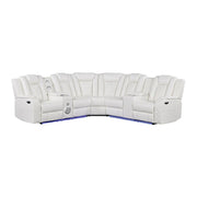 Annabella - ICE Power Recliner Sectional with Power Headrest, Storage Console, Bluetooth Speaker, Subwoofer, Power Source, SS Cup Holder, USB Switch, Storage Armrest and LED - S445-Sectional