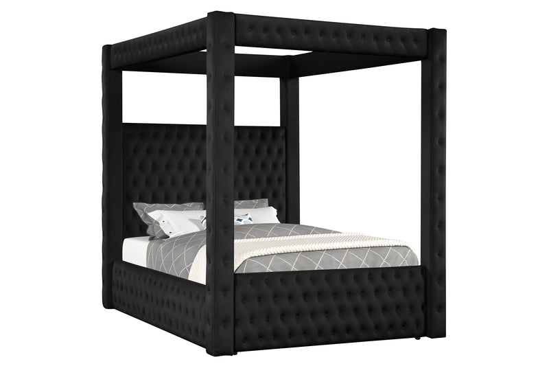 Annabelle Black Velvet King Canopy Bed - Gate FurnitureKing Bed