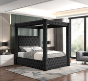 Annabelle Black Velvet Queen Canopy Bed - Gate FurnitureQueen Bed