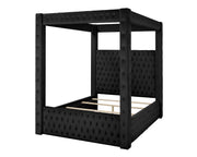 Annabelle Black Velvet Queen Canopy Bed - Gate FurnitureQueen Bed