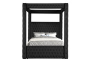 Annabelle Black Velvet Queen Canopy Bed - Gate FurnitureQueen Bed
