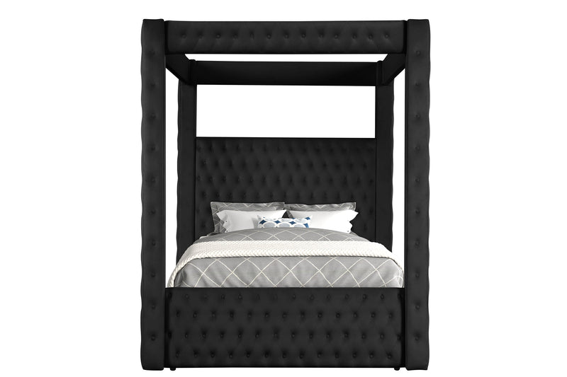 Annabelle Black Velvet Queen Canopy Bed - Gate FurnitureQueen Bed