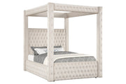 Annabelle Ivory Velvet King Canopy Bed - Gate FurnitureKing Bed