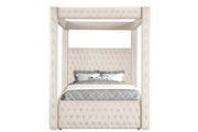 Annabelle Ivory Velvet King Canopy Bed - Gate FurnitureKing Bed