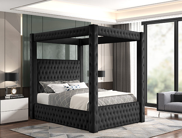 Annabelle Qn Hb+Fb+Canopy+Slat Blk - 5114BK-Q-HBFB