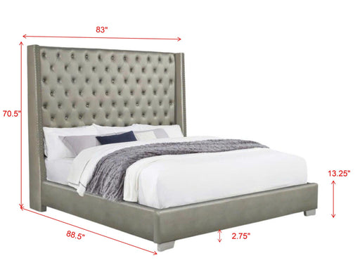 Annah King Grey PU Bed - B830-King
