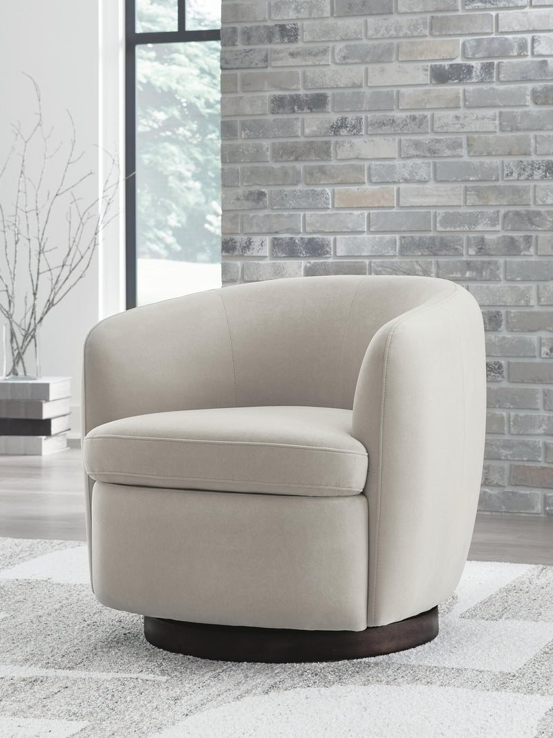 Annbury Light Beige Swivel Accent Chair - A3000786