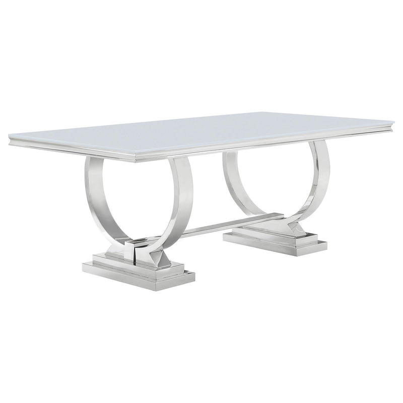 Antoine 7-piece Rectangular Glass Top Dining Table Set White - 108811-S7W